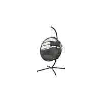 fauteuil de jardin jardideco chaise suspendue en corde palanga noir -