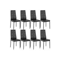 chaise tectake lot de 8 chaises avec strass - noir