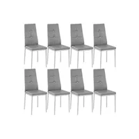 chaise tectake lot de 8 chaises avec strass - gris