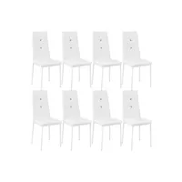 chaise tectake lot de 8 chaises avec strass - blanc