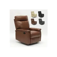 fauteuil de relaxation le roi du relax - fauteuil relax inclinable avec repose-pieds en similcuir design aurora, couleur: marron