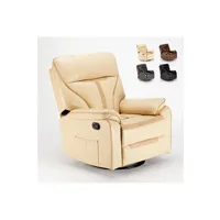 fauteuil de relaxation le roi du relax - fauteuil relax à bascule inclinable et rotation à 360° en similicuir sissi, couleur: beige