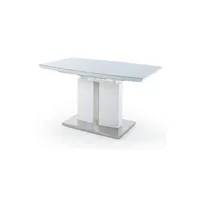 table à manger pegane table de salle à manger extensible en bois coloris blanc brillant - l.140-180 x h.76 x p.80 cm --