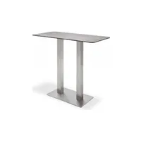 table haute pegane table bar avec plateau céramique mocca avec piètement acier brossé - l120 x h105 x p60 cm --