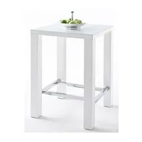 table haute pegane table de bar carée en métal verre blanc brillant - l.80 x h.107 x p.80 cm --