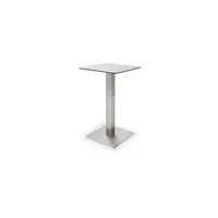 table haute pegane table bar avec plateau céramique gris avec piètement acier brossé - l70 x h105 x p70 cm --