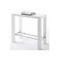 table haute pegane table de bar rectangulaire en métal et verre blanc brillant - l.120 x h.107 x p.60 cm --