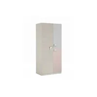 armoire loungitude armoire enfant rosa 3 portes l90cm x h200cm - blanc et rose