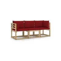 ensemble table et chaises vidaxl canapé de jardin 3 places avec coussins rouge bordeaux