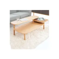 table basse maison et styles table basse 3 plateaux 120x60x42 cm décor chêne naturel