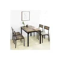 ensemble table et chaises sobuy ogt28-n + fst72-nx4 table de salle à manger avec 4 chaises style industriel