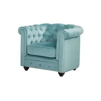 fauteuil de salon vente-unique fauteuil chesterfield - velours bleu pastel