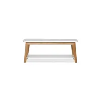 table basse maison et styles table basse 115x65x45 cm décor chêne naturel et blanc - kunda