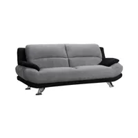 canapé droit vente-unique canapé 3 places en microfibre musko - bicolore gris et noir