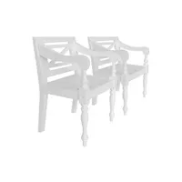 chaise de jardin vidaxl chaises batavia lot de 2 blanc bois d'acajou massif
