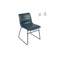 - lot de 4 chaises design industriel brooklyn - bleu - brooklyn
