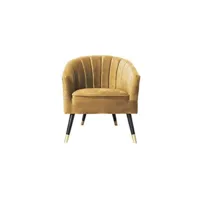 - fauteuil art déco en velours royal - marron caramel - royal