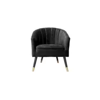 fauteuil de salon leitmotiv - fauteuil art déco en velours royal - noir - royal