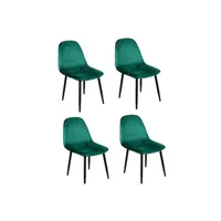 - lot de 4 chaises de table design velours inoui - vert émeraude - inoui