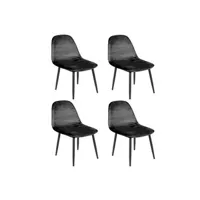 - lot de 4 chaises de table design velours inoui - noir - inoui