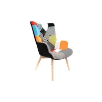 fauteuil de salon altobuy kerava - fauteuil patchwork motifs colorés -