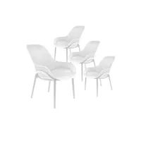 chaise de jardin altobuy monica - lot de 4 fauteuils coque plastique blanche -