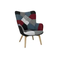 fauteuil de salon altobuy federica - fauteuil patchwork motifs colorés -