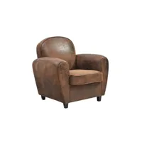 fauteuil de salon altobuy ganssi - fauteuil club marron aspect cuir vieilli -