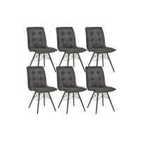 chaise altobuy nadia - lot de 6 chaises capitonnées anthracite -