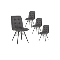 chaise altobuy nadia - lot de 4 chaises capitonnées anthracite -