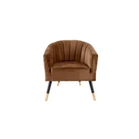 fauteuil de salon present time - fauteuil royal en velours - 1 place - chocolat gourmand - royal