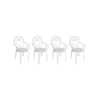 fauteuil de jardin vente-unique lot de 4 fauteuils de jardin empilables en métal façon fer forgé - blanc - guermantes de mylia