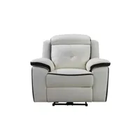 fauteuil de relaxation vente-unique fauteuil relax électrique en cuir angelique - blanc/anthracite