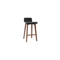 tabouret bas miliboo chaise de bar scandinave noir et bois foncé h65 cm baltik