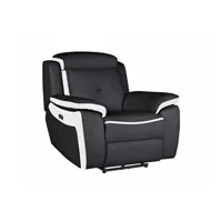 fauteuil de relaxation vente-unique fauteuil relax électrique en cuir angelique - noir/blanc