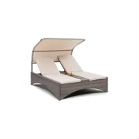 chaise longue - transat blumfeldt chaise longue de jardin - eremitage double - transat - 2 personnes - bain de soleil - 4 positions - cadre aluminium - crème