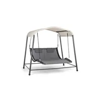 chaise longue - transat blumfeldt balancelle de jardin - palermo - canapé balançoire - 207x185x192cm - toit - 2 places - structure acier - polyester - gris