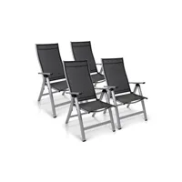 chaise de jardin blumfeldt chaises de jardin - london - set 4 - pliables - réglage sur 6 positions - argent
