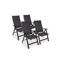 chaise de jardin blumfeldt chaises de jardin - london - set 4 - pliables - réglage sur 6 positions - gris anthracite