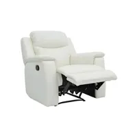 fauteuil de relaxation vente-unique fauteuil relax evasion en cuir - blanc ivoire