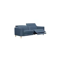 fauteuil de relaxation meubletmoi canapé relaxation motorisé 2.5 places en tissu bleu pieds bois - polo