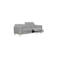 fauteuil de relaxation meubletmoi canapé relaxation 2.5 places en tissu gris et pieds bois - polo