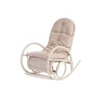 fauteuil à bascule esmeraldas en rotin blanc rembourrage crème