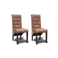 chaise helloshop26 2 chaises de cuisine salon salle à manger classiques daim marron vieillit