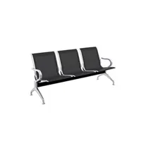 chaise primematik chaises sur poutre pour salle d'attente avec 3 sièges ergonomique noir