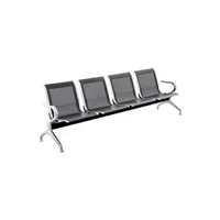 chaise primematik chaises sur poutre pour salle d'attente avec 4 sièges ergonomique noir