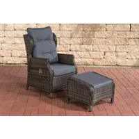 fauteuil de jardin clp trading fauteuil de jardin réglable breno 5 mm avec repose-pieds , gris chiné/gris fonte