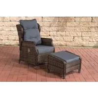 fauteuil de jardin réglable breno 5 mm avec repose-pieds , marron marbré/gris fonte