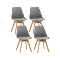 chaise clp trading clp lot de 4 chaises de cuisine linares , gris/plastique