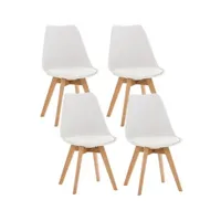 chaise clp trading clp lot de 4 chaises de cuisine linares , blanc /plastique